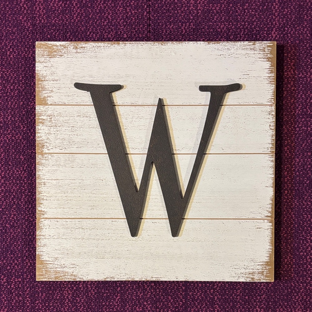Rustic White and Brown Wall Decor with Black Letter
